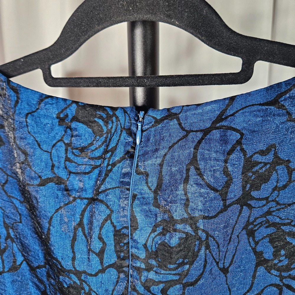 Adrianna Papell Cocktail Party Tiered Dress Royal Blue with a Rose Floral Size 8 - Picture 5 of 9